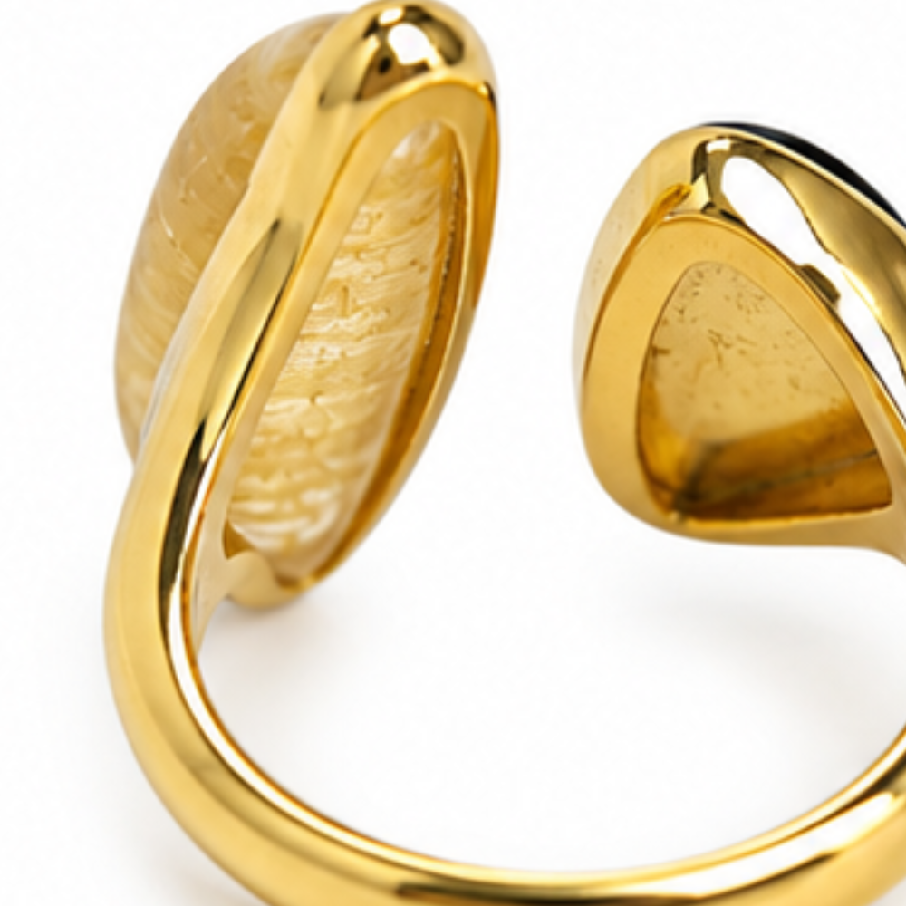 Tavialuxe – Open Band Agate Ring That Doesn't Tarnish