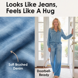 Veluna – Women's Soft Denim-Look Pajama Set