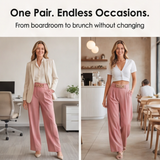 Florena – High Waist Wide Leg Trousers with Chain Accent