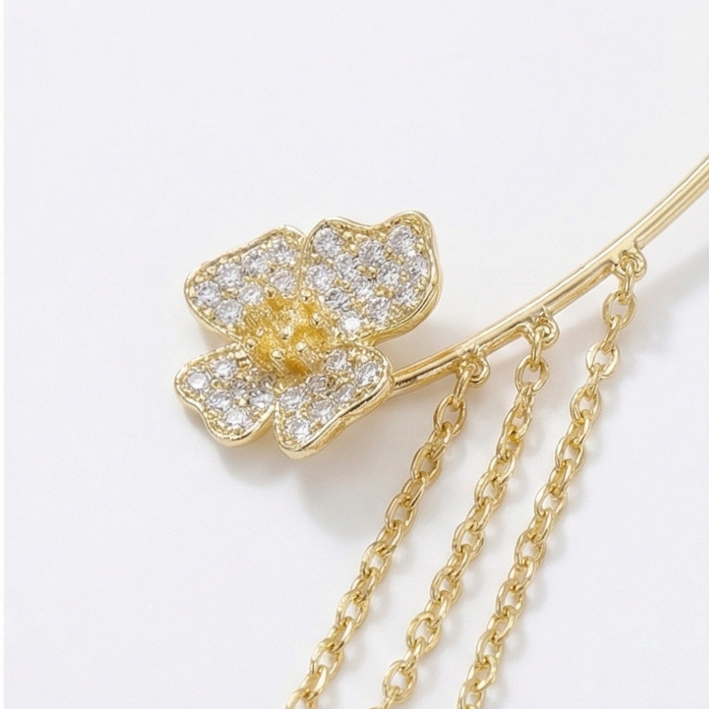 Ornata – Sparkling Butterfly Ear Cuff with Tassels