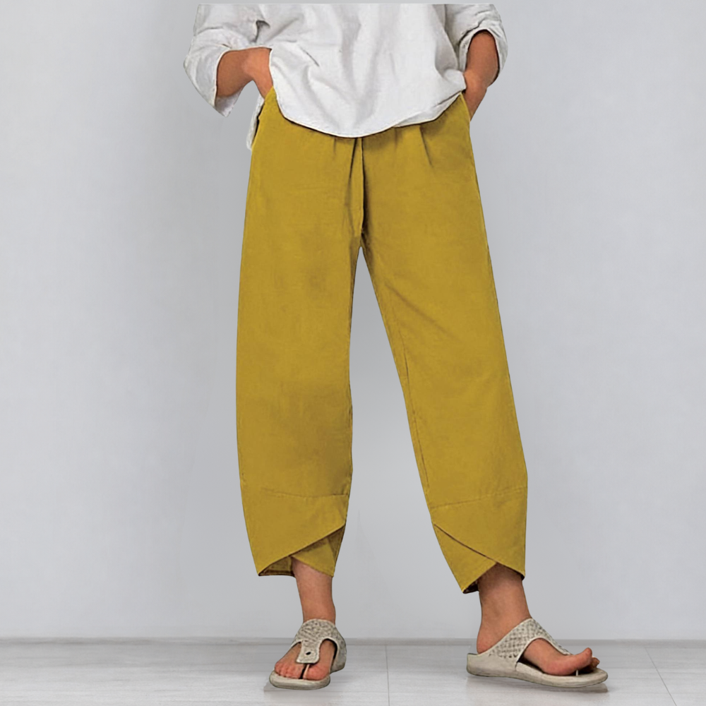 Solivia – Tulip Hem Cropped Wide Leg Pants with Pockets