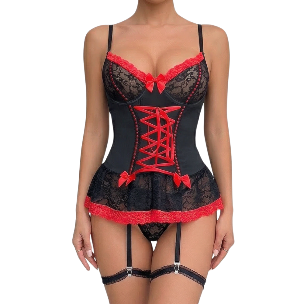 Rosaveil – Lace Corset Bustier Set with Garters