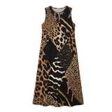 Vivara – Sleeveless Leopard Patchwork Midi Dress