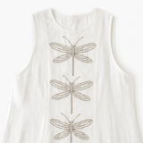 Solenne – Sleeveless Dragonfly Maxi Dress with Drop Waist