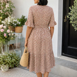 Soleluna – Tiered Polka Dot Midi Dress with Ruffle Sleeves