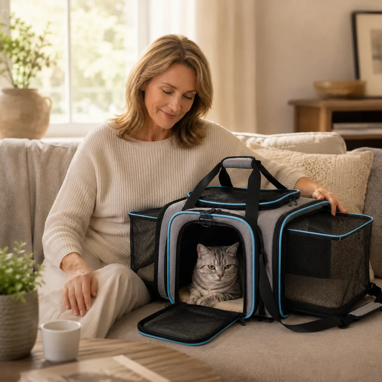 Nestly – Expandable Cat Carrier with Mesh-like Lounge Sides for Travel