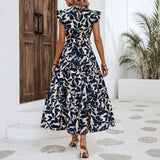 Sunlura – Flutter Sleeve Tie Waist Tiered Midi Dress, Summer Floral Print, Women's Casual Dress