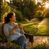 Yardwell – Gear Drive Rotating Sprinkler with Spike, 5 Spray Patterns and Adjustable Arc for Lawn and Garden