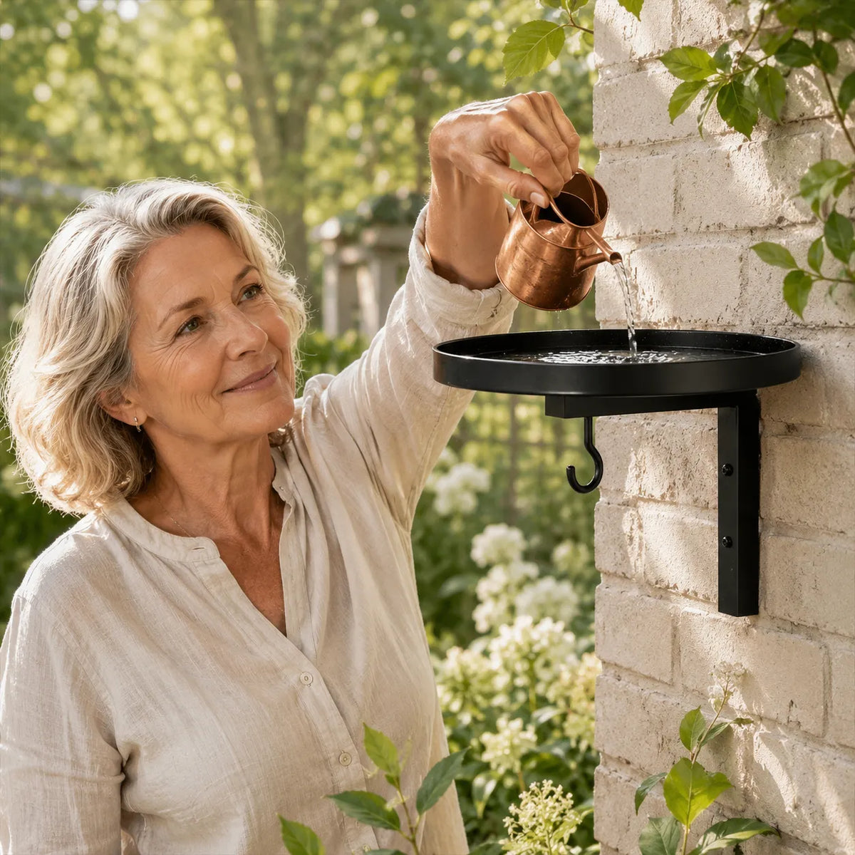 Wrenna – Wall Mounted Bird Bath with Feeder Hook