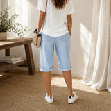 Sundara – Pull-on linen-look capri pants for women