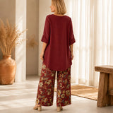 Solvea – Women's Draped High-Low Tunic & Wide-Leg Pants Set