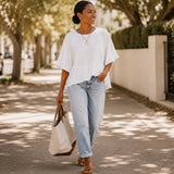 Wearlyn – Oversized Split-Hem T-Shirt with Flared Sleeves