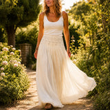 Soléra – High Waist A-Line Boho Maxi Skirt for Women