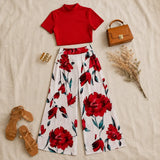 Florenza – Fitted Crop Top & Wide Leg Pants Two Piece Set for Women