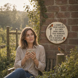 Rosethorne – Vintage Robin Memorial Garden Sign, Round Plaque with Robin Verse