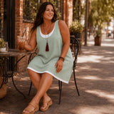 Breezella – Layered Summer Swing Dress, Sleeveless Two-Piece-like Design