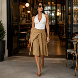 Solene – High-Waisted Wide-Leg Tie-Front Culottes for Women