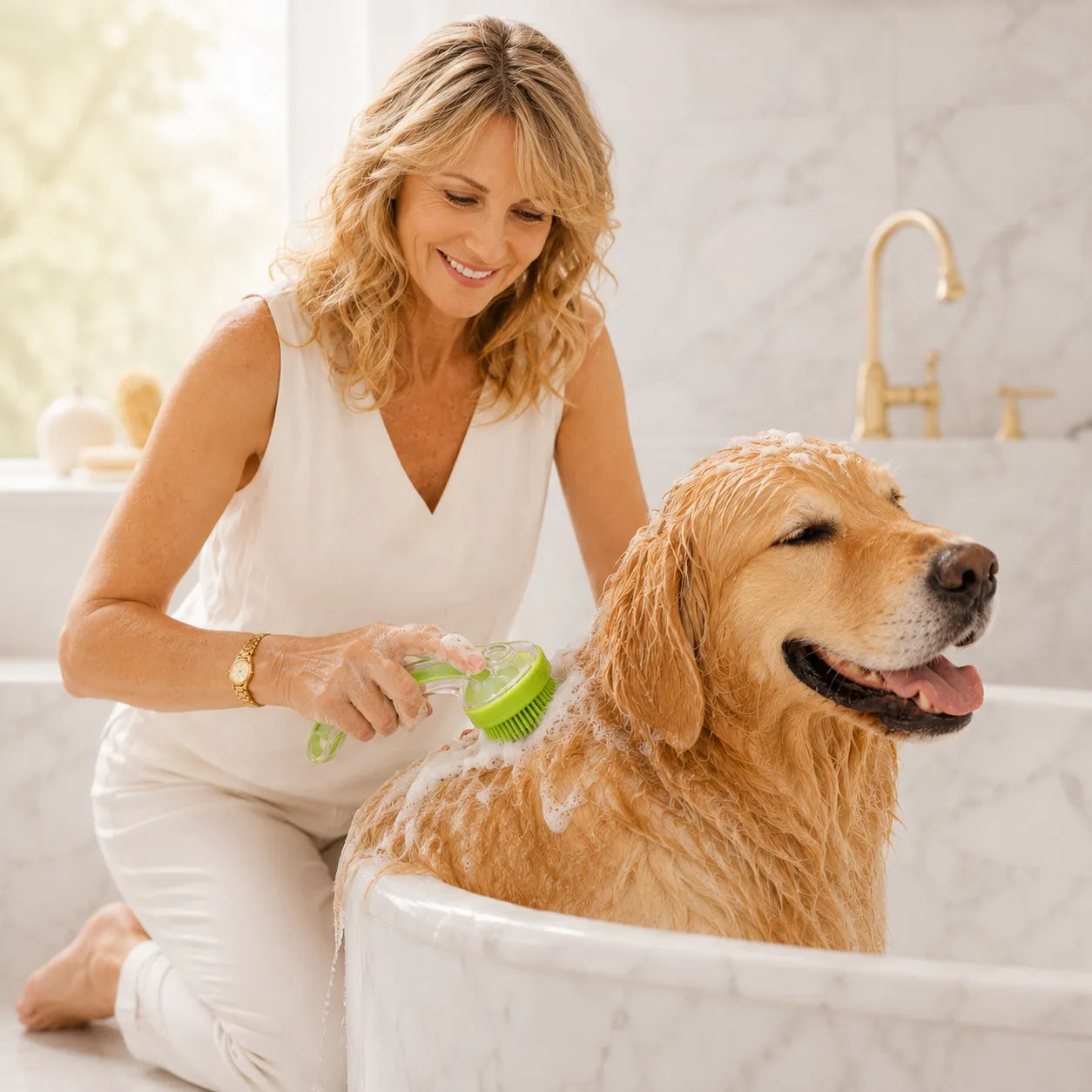 Pawlush – Dog Bath Brush with Built-in Shampoo Dispenser
