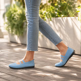 Soffea – Knit Mary Jane Flats with Elastic Straps for Women, Slip On Breathable Ballet Shoes
