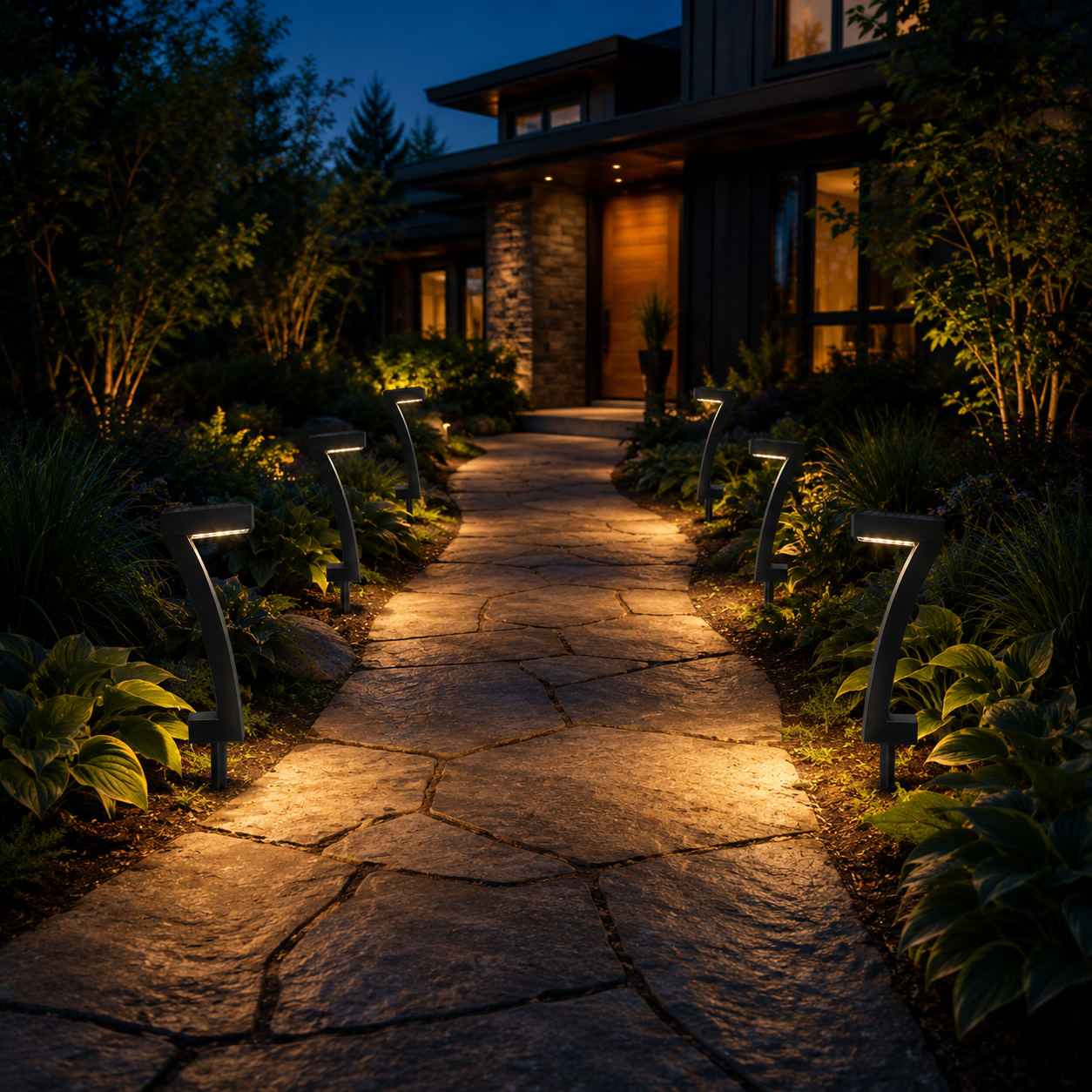 Lunavia – Sculptural 7-Shape Solar Pathway Lights, Warm 2700K Glow, IP65 Waterproof