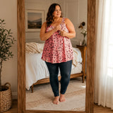 Wearlora – Plus Size Floral Swing Tank Top with O-Ring Straps