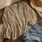 Marigrove – Bohemian Hollow-Knit V-Neck Crochet Top for Women