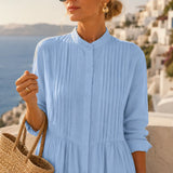 Costera – Flowy Pintuck Shirt Dress, Linen-look, Midi Length