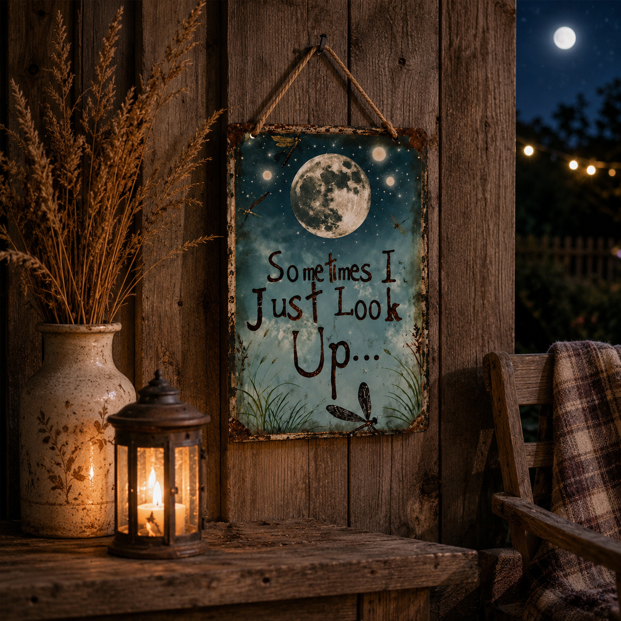 Lunavia – Rustic Moon Metal Sign for Porch and Garden