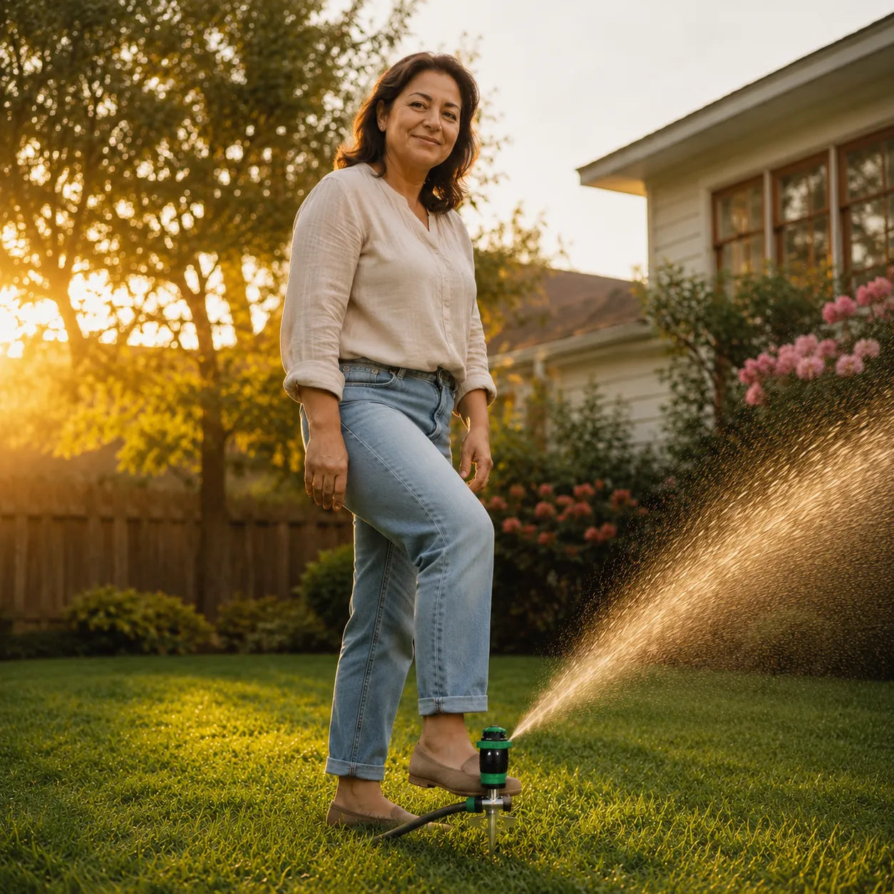 Yardwell – Gear Drive Rotating Sprinkler with Spike, 5 Spray Patterns and Adjustable Arc for Lawn and Garden