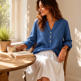 Amberlys – Airy Blouse with V-Neck and Buttons