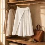 Velora – Wrap-Front Wide-Leg Culottes for Women, Knee Length, Tie Waist