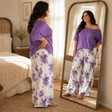 Solene – Off Shoulder Floral Wide Leg Pants Set for Women