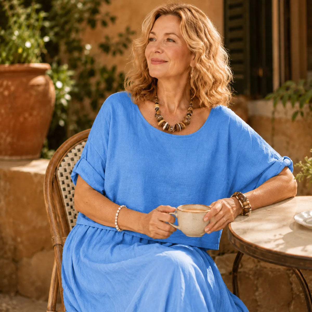 Solene – Effortless Two Piece Linen-Look Skirt Set for Women