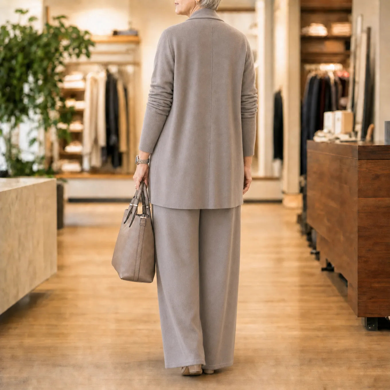 Vivelyn – Three-Piece Matching Set with Wide-Leg Pants and Open Cardigan