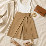 Solene – High-Waisted Wide-Leg Tie-Front Culottes for Women