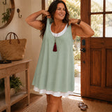 Breezella – Layered Summer Swing Dress, Sleeveless Two-Piece-like Design
