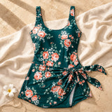 Marelle – Skirted Tummy Control One Piece Swimsuit for Women, Floral Swimdress with Side Tie