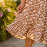 Soleluna – Tiered Polka Dot Midi Dress with Ruffle Sleeves