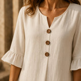 Marellia – Flowy Linen-Look V-Neck Maxi Dress with Pockets