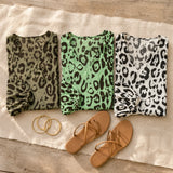 Lunavia – Leopard Print V-Neck Maxi Dress with Pockets, Loose Kaftan Fit, 4 Colors