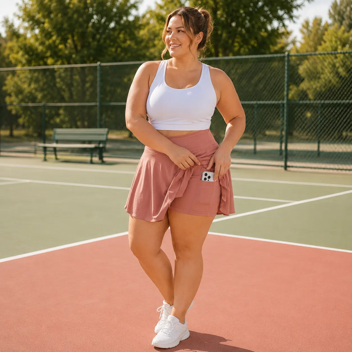 Movella – Plus Size Tennis Skort with Built-in Shorts and Pockets