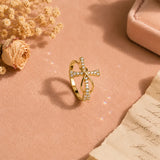 Graceloop – Mobius Cross Ring with Pavé Stones, Gold or Silver