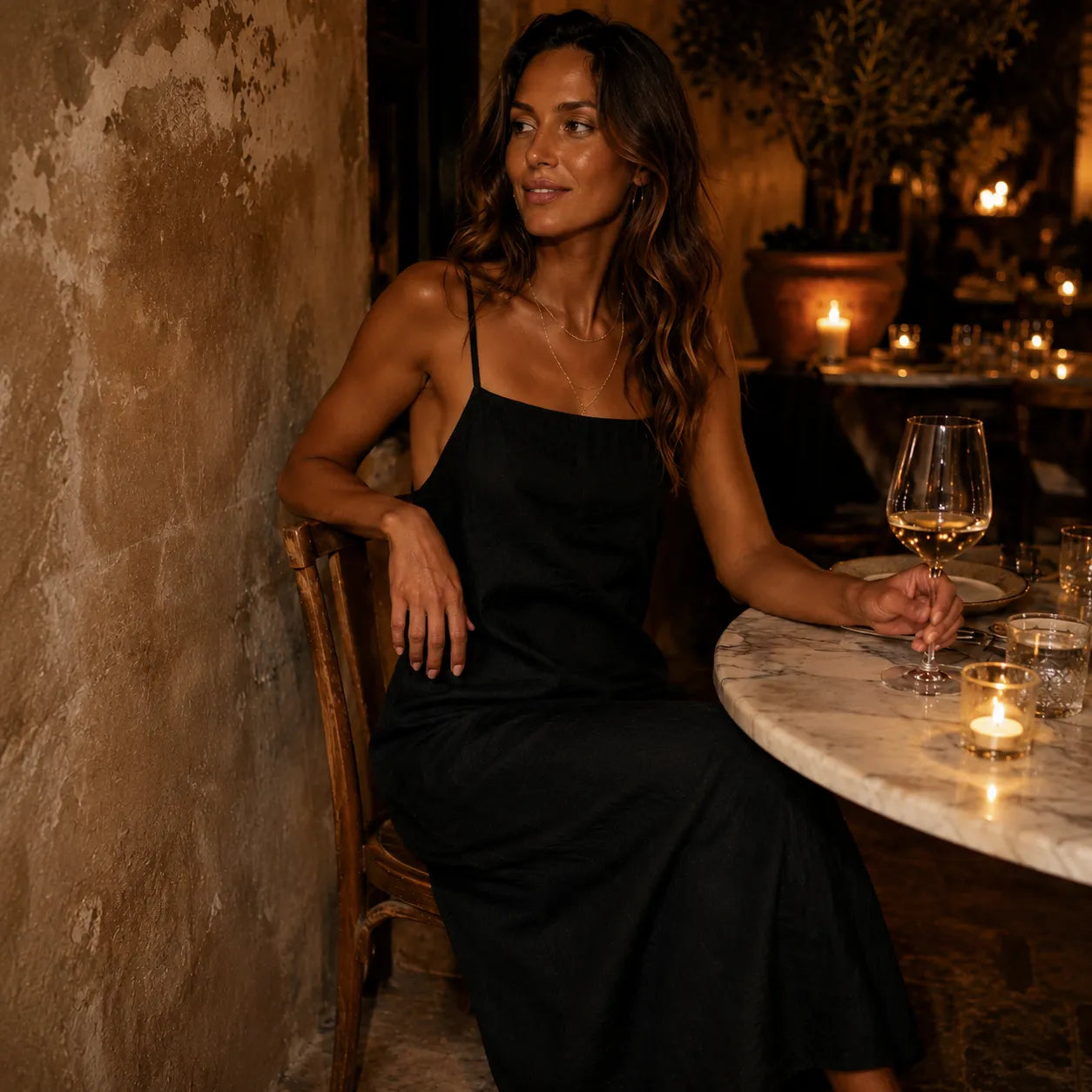 Marelle – Linen-Look Maxi Slip Dress