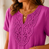 Loravie – Bohemian Lace-like Bib A-Line T-Shirt Dress
