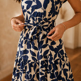 Sunlura – Flutter Sleeve Tie Waist Tiered Midi Dress, Summer Floral Print, Women's Casual Dress