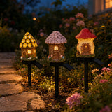 Lunavia – Solar Fairy Cottage Garden Stake Light, Hand-Sculpted Resin, Auto-On Warm LED