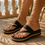 Solara – Woven Strap Platform Flip Flops for Women, Non-Slip Summer Sandals
