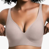 Seamvera - Women's Seamless Deep V Push-Up Wireless Bra