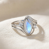 Lunara – Flowing Moonstone Ring with Crystal Accents