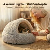Cloofie – Plush Cave Bed for Cats, Semi-Enclosed